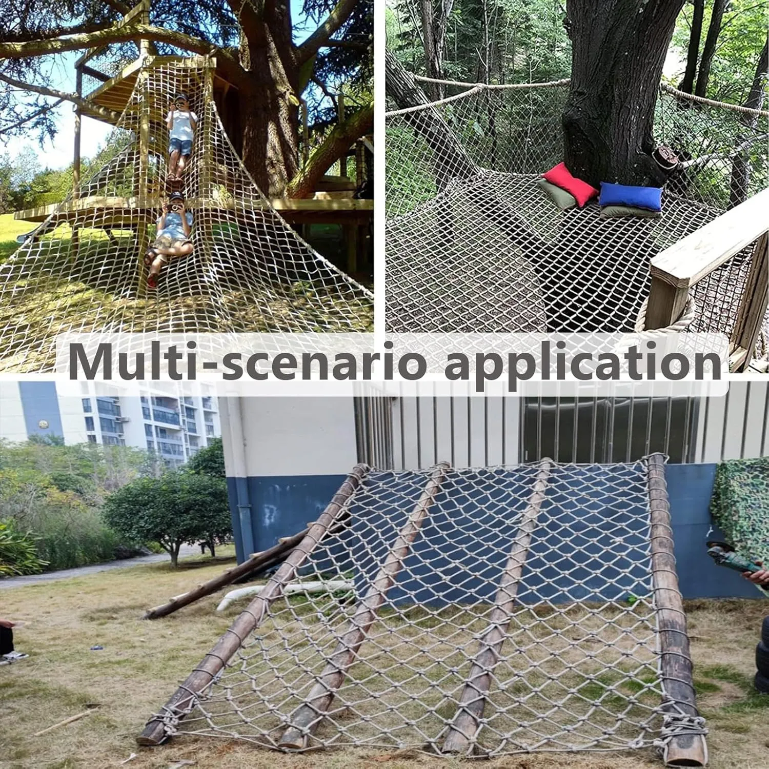 Heavy Duty Climbing Cargo Net,800lbs Load Capacity,Sturdy Polyester Safety Protection Mesh Rope for Treehouse, Playground Backyard Garden(Size:3.3 * 10ft)