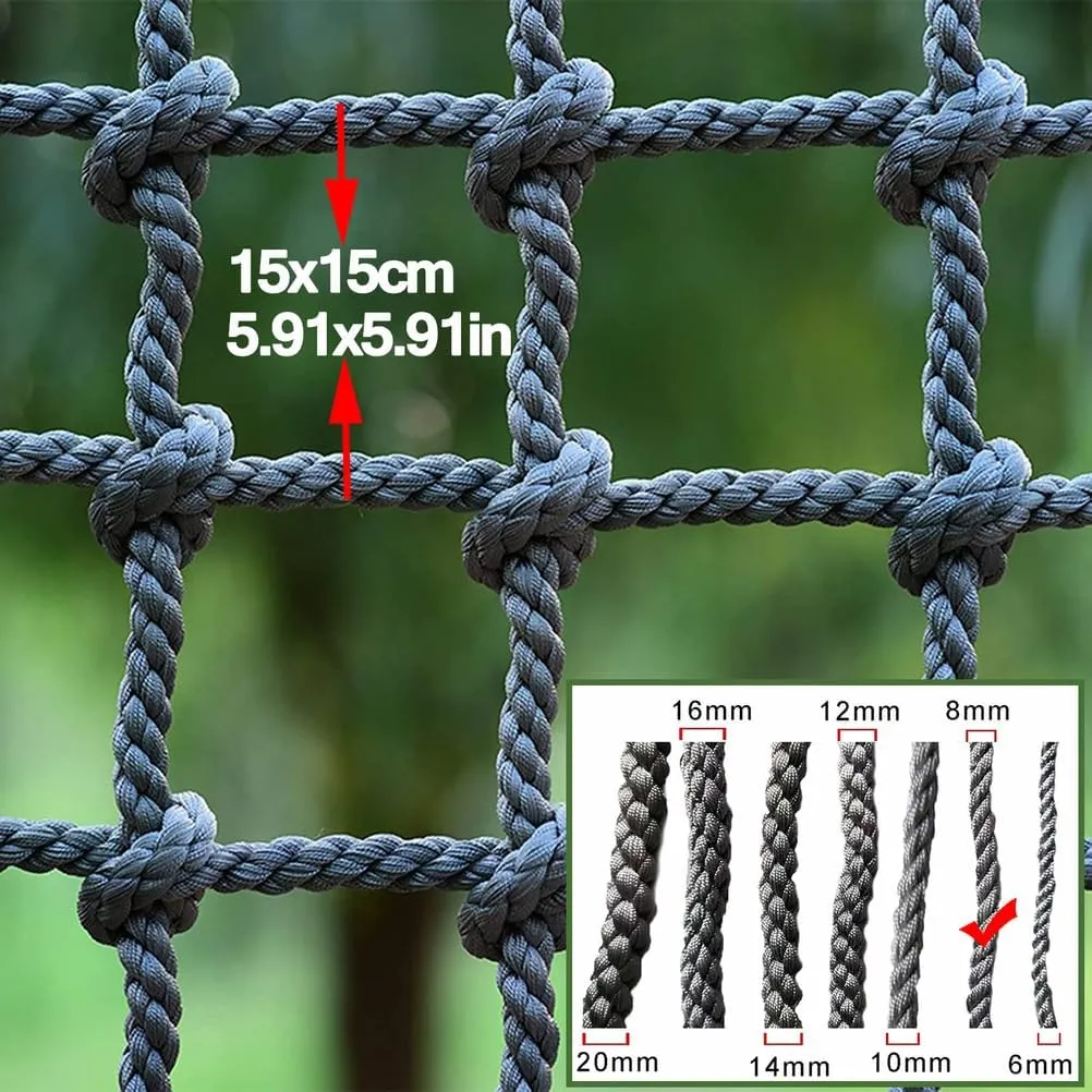 Heavy-Duty Climbing Net for Adults Kids Outdoor Cargo Rope Ladder Backyard Playground Safety Net for Balcony Railing Guard & Obstacle Training,1Mx8M(3.3FTx26.2FT)
