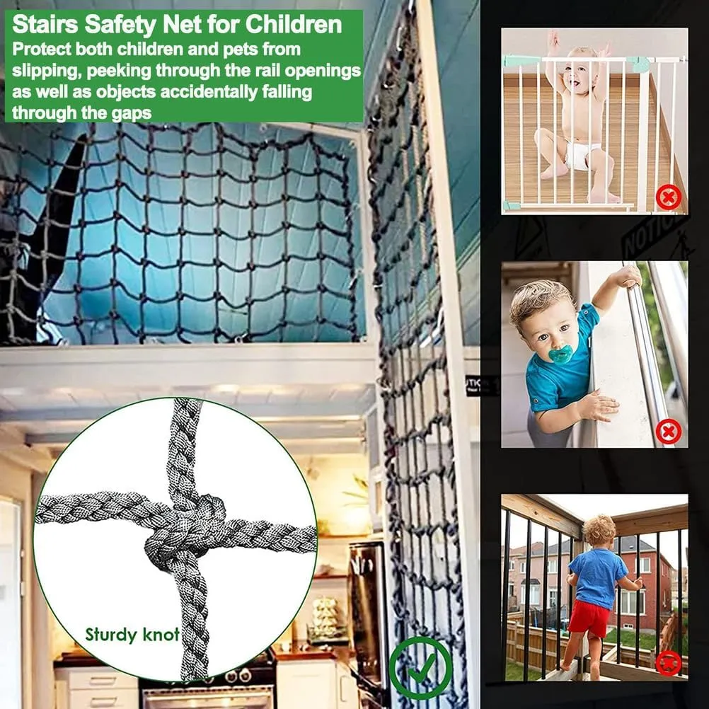 Heavy-Duty Climbing Net for Adults Kids Outdoor Cargo Rope Ladder Backyard Playground Safety Net for Balcony Railing Guard & Obstacle Training,1Mx8M(3.3FTx26.2FT)