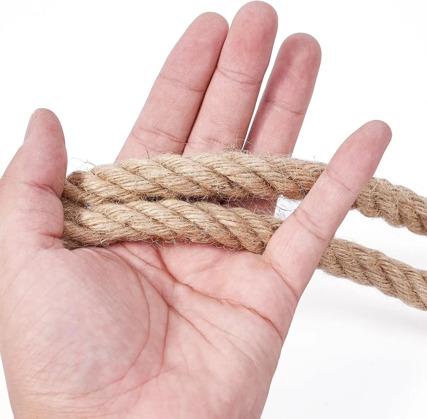 Heavy Duty Jute Rope - 1/2 Inch, 100 Feet, Natural Hemp, Twisted, Ideal for Crafts, Gardening, Bundling, Climbing, Hammock, Nautical, Tug of War, Railings, Home Decorating