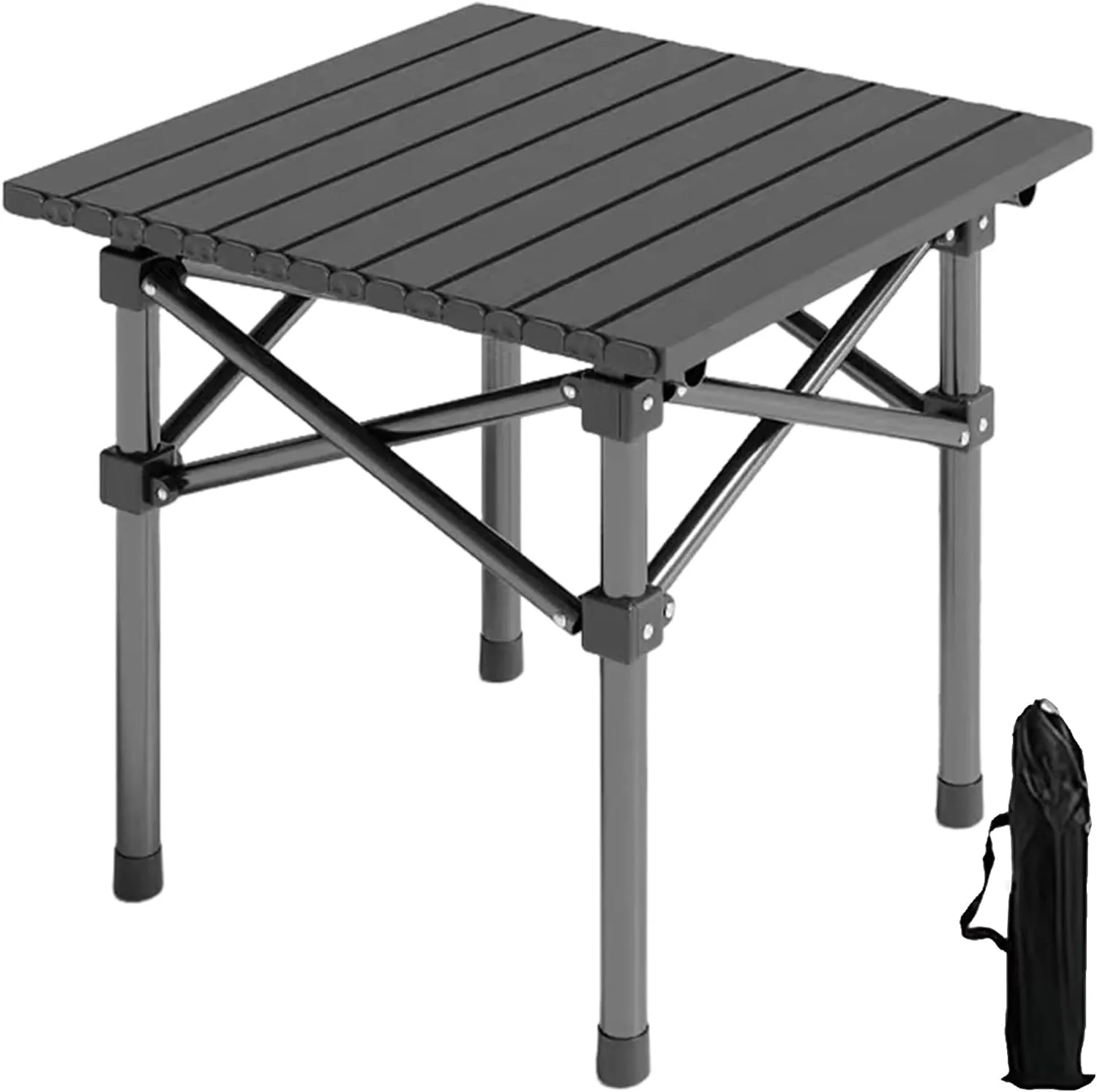 Height Adjustable Folding Table with Lightweight Carbon Steel Construction - Sturdy Outdoor Metal Table, Easy to Carry Portable Table for Camping Adventures Black