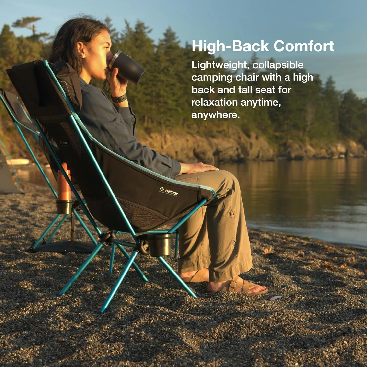 Helinox Sunset Chair Lightweight, High-Back, Compact, Collapsible Camping Chair, Cobalt
