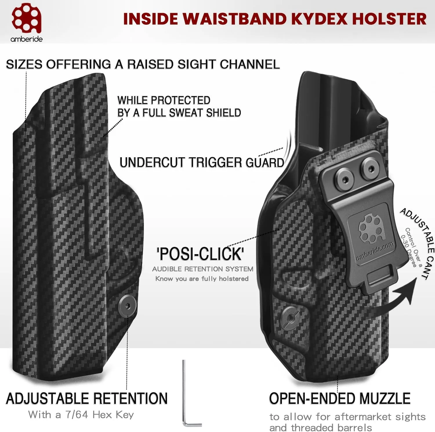 Hellcat Holster IWB & OWB Kydex Holster for Springfield Armory Hellcat Pistol – Inside Waistband Concealed Carry for Hellcat – Adj. Cant – 'Posi-Click' Retention – No Wear - No Jitter - Made in USA