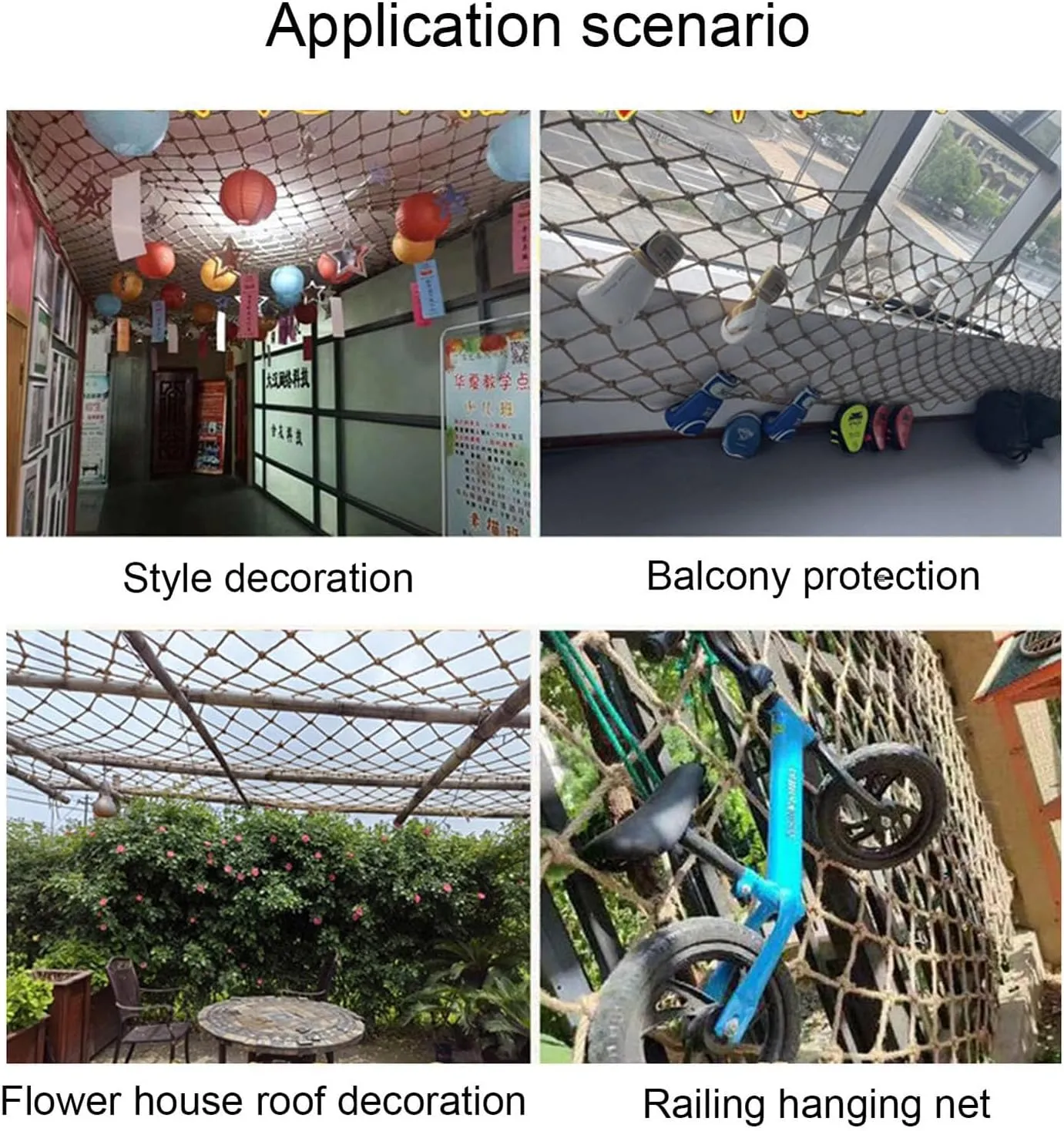 Hemp Rope Climbing Cargo net 4mm/6cm Children's Outdoor Climbing net,Plant Support net Stair Balcony Railing Safety net,Suitable for Tree House Jungle Expansion,1MX3M(3.3X9.8FT)