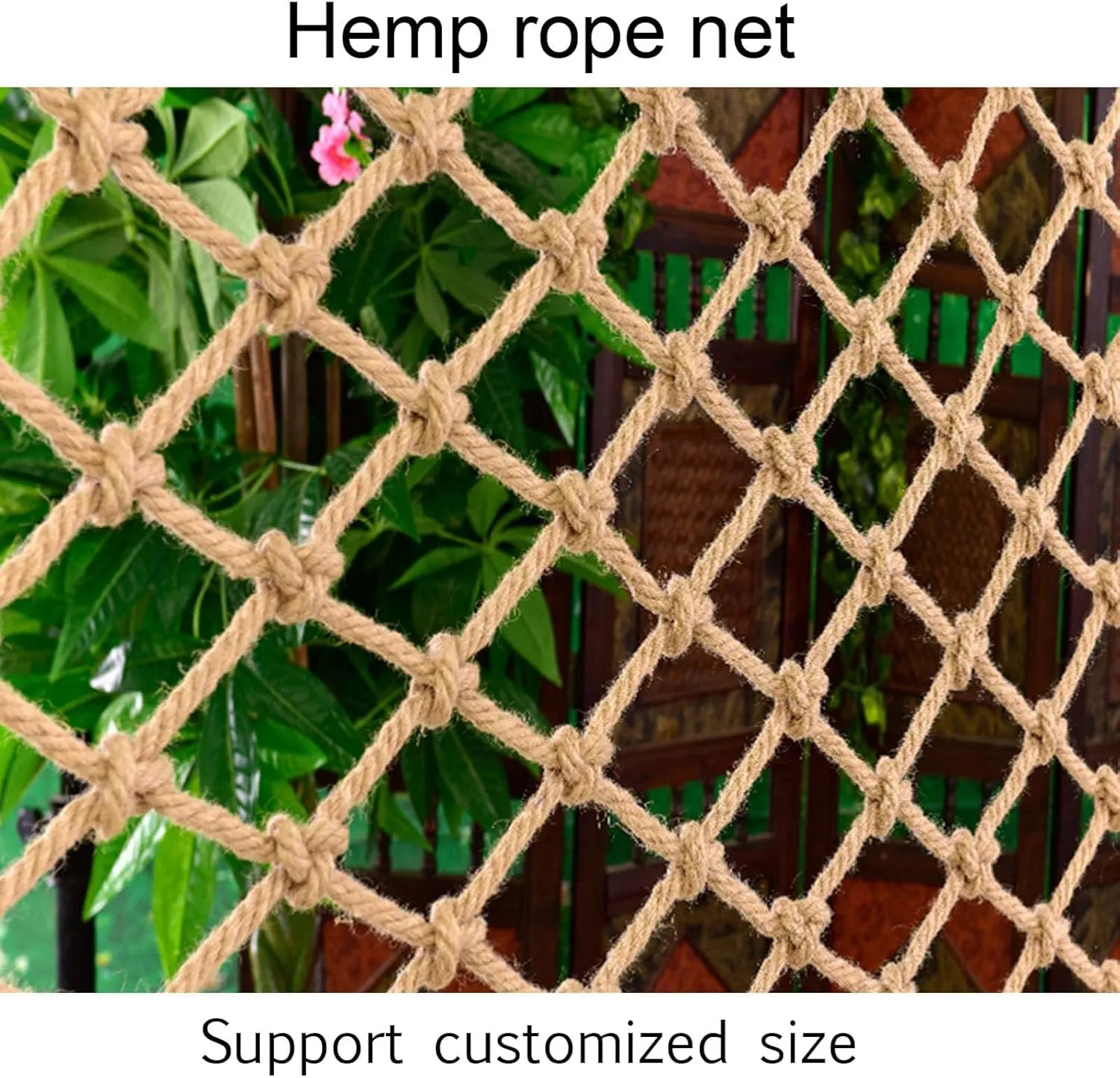 Hemp Rope Climbing Cargo net 4mm/6cm Children's Outdoor Climbing net,Plant Support net Stair Balcony Railing Safety net,Suitable for Tree House Jungle Expansion,1MX3M(3.3X9.8FT)