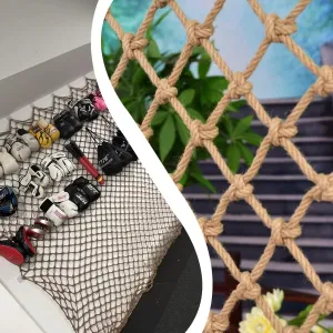 Hemp Rope Mesh Wall Hanging Decoration，for Indoor and Outdoor Decor，Bookstores, Bars, Cafes，Plant Climbing Net for Outdoor Planting(2Mx6M)