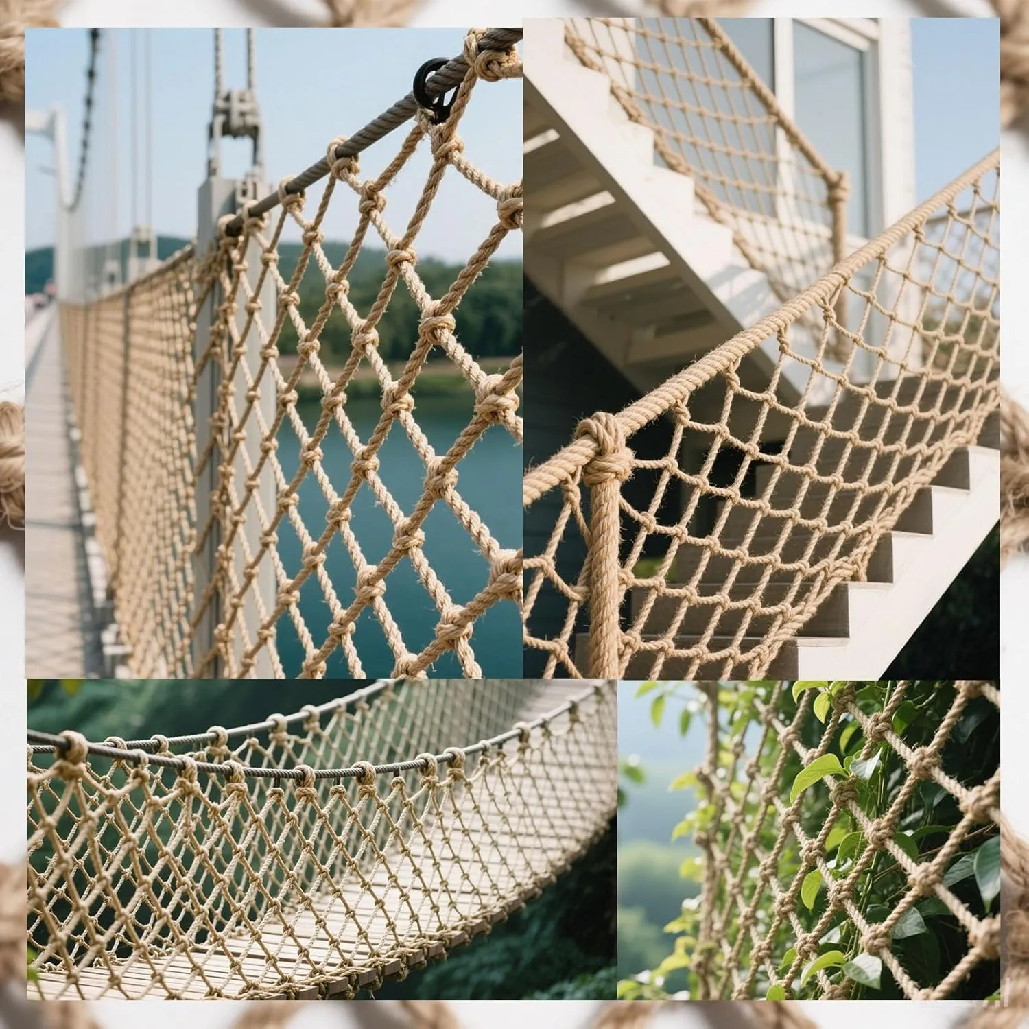 Hemp Rope Net Children Climbing Frame Net 10Mm Thick Playground Climb Net Cargo Net Rope Ladder Truck Trailer Fence Protection Netting,100x400cm