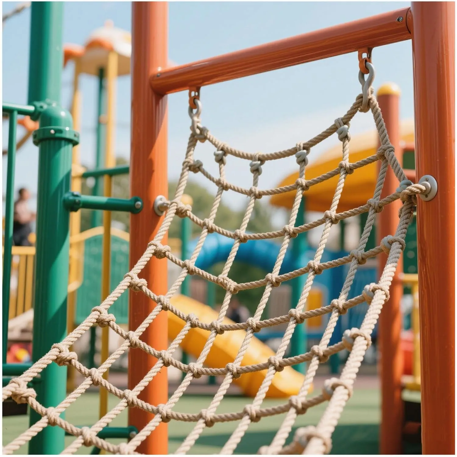 Hemp Rope Net Children Climbing Frame Net 10Mm Thick Playground Climb Net Cargo Net Rope Ladder Truck Trailer Fence Protection Netting,100x400cm