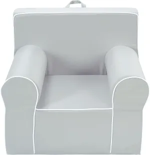 Heritage Kids Grey Everywhere Foam Armchair with Carry Handle and Removable Cover,25"x21"x22",Ages 3 