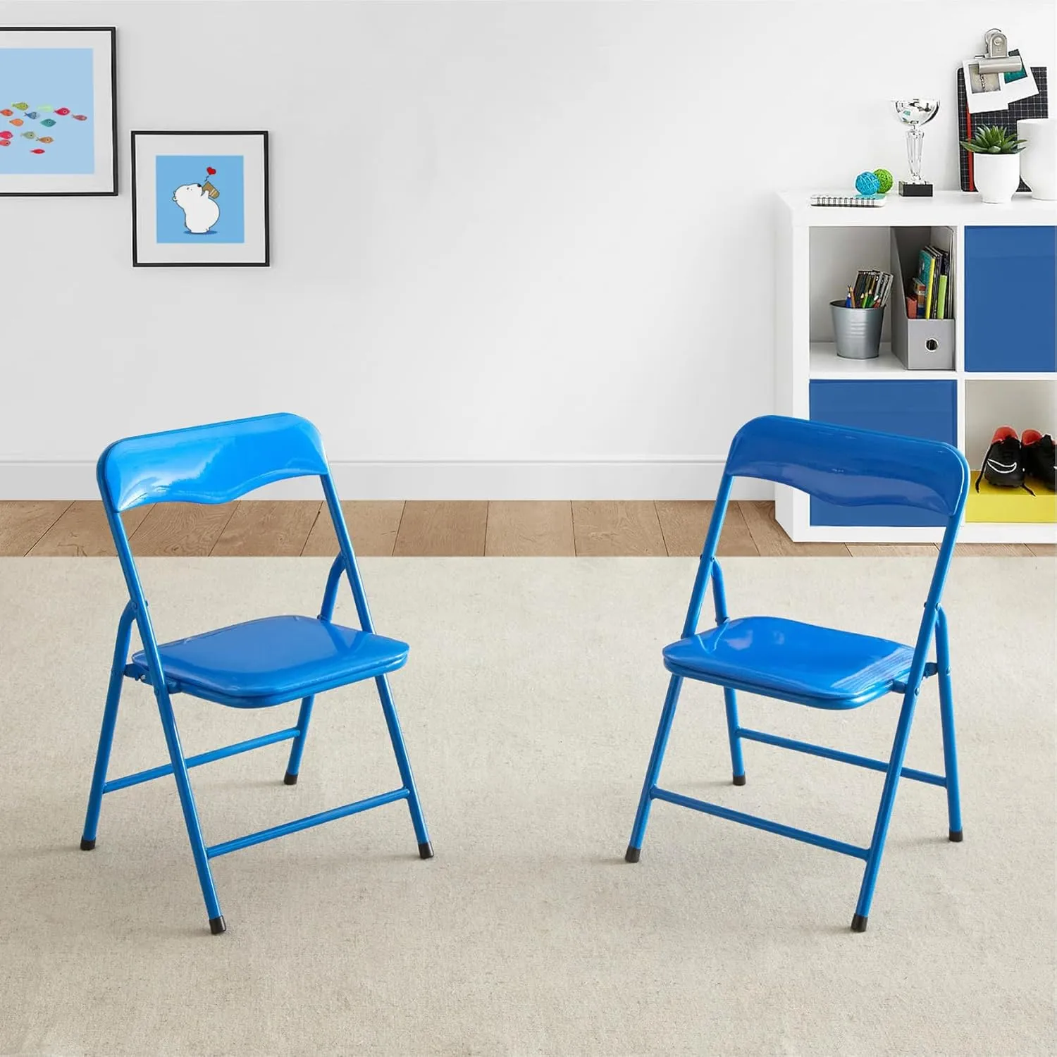 Heritage Kids Padded Folding Chair for Kids, Set of 2, Blue, Ages 3 
