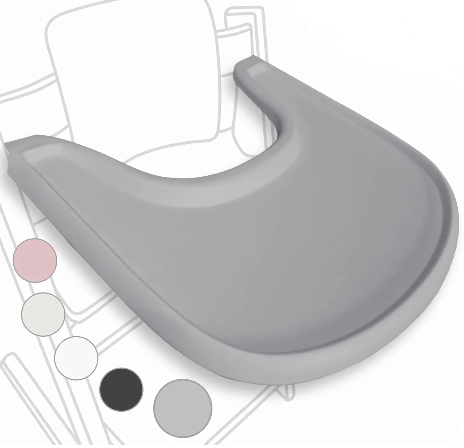 High Chair Tray Compatible with Stokke Trip Trap Chair, Matte Gray - Ergonomic Curved Design - BPA-Free, Easy to Assemble