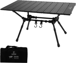 HITORHIKE Homful Camping Tables with Aluminum Table Top Ultralight Durable Camp Table with Carry Bag for Indoor, Outdoor, Backpacking, Beach, Hiking, Travel, Fishing. (Black, Medium)