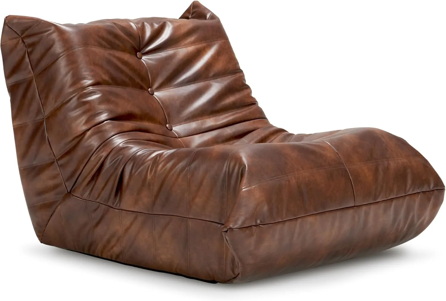 Hobestluk Bean Bag Chair Giant Bean Bag Sofa Memory Foam Bean Bag Chairs for Adults, Bean Bag Couches Faux Leather Bean Bag Chairs for Living Room Bedroom Dorm Office (Brown)