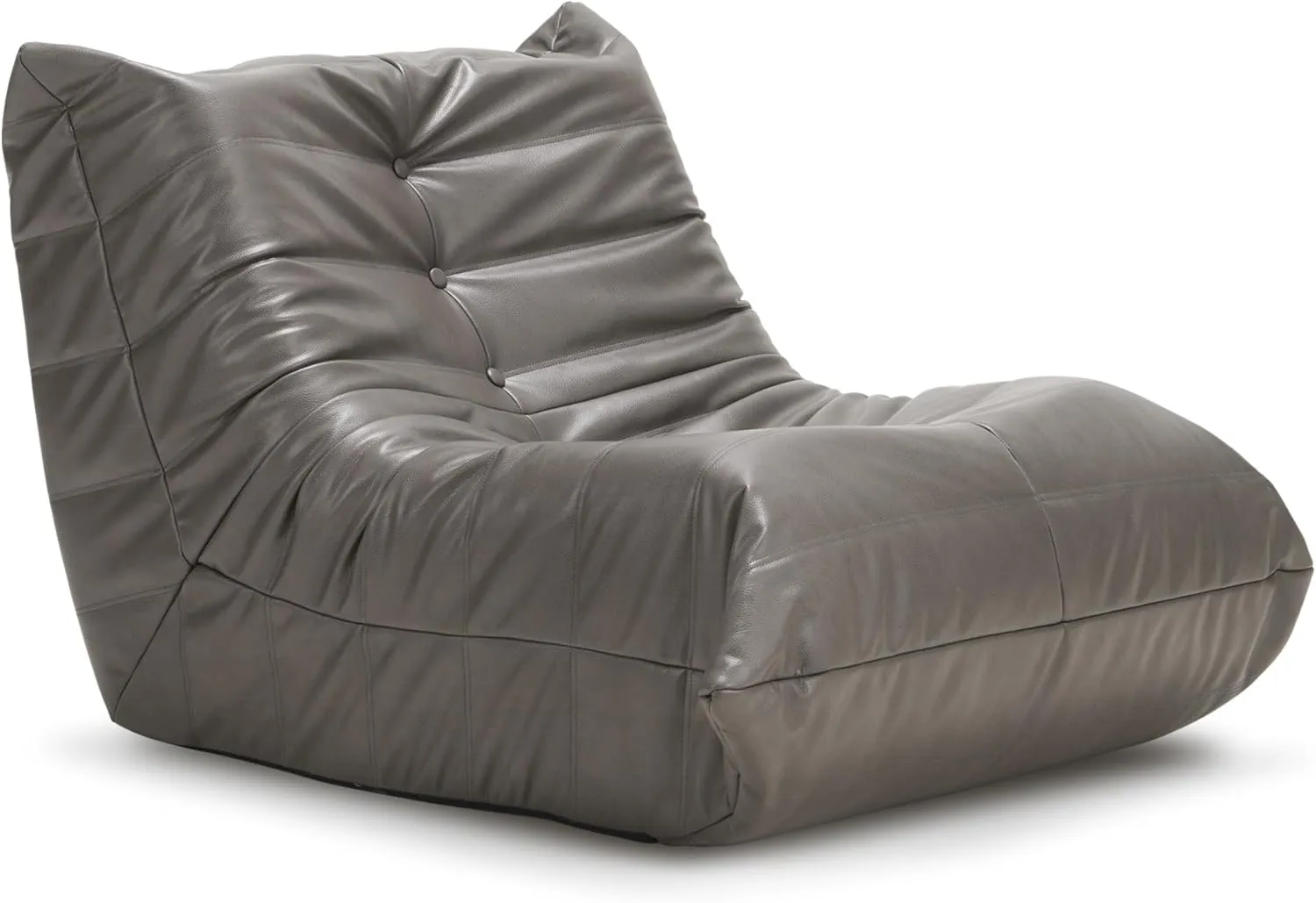 Hobestluk Bean Bag Chair Giant Bean Bag Sofa Memory Foam Bean Bag Chairs for Adults, Bean Bag Couches Faux Leather Bean Bag Chairs for Living Room Bedroom Dorm Office (Grey)