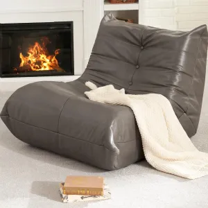 Hobestluk Bean Bag Chair Giant Bean Bag Sofa Memory Foam Bean Bag Chairs for Adults, Bean Bag Couches Faux Leather Bean Bag Chairs for Living Room Bedroom Dorm Office (Grey)