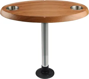 Hoffen Marine Thread-Lock Table Package- Pontoon Boat Table - Oval (Burlywood)