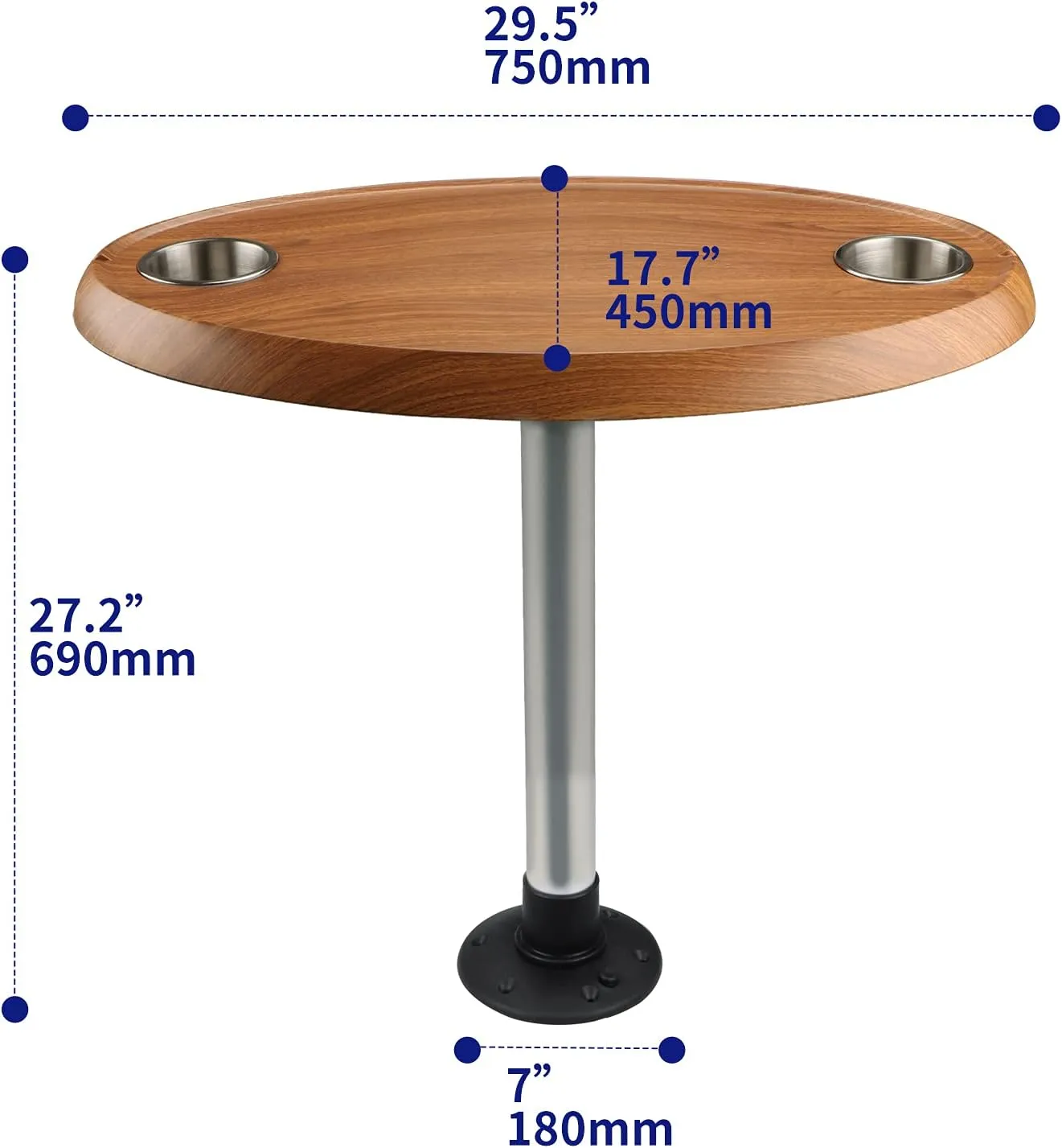 Hoffen Marine Thread-Lock Table Package- Pontoon Boat Table - Oval (Burlywood)