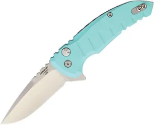 Hogue 24173 X1-Microflip 2.75" Folder Drop Point Blade Tumble Finish Alum Frame - Aquamarine