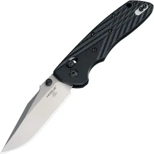 Hogue Deka ABLE Lock Folding Knife 3.25" CPM-20CV Stonewashed Clip Point Blade, Solid Black G10 Handles, AXIS/Crossbar Lock - 24279 (Gen 1)