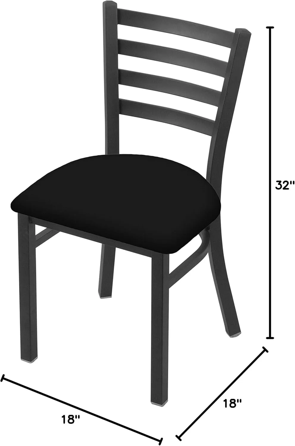 Holland Bar Stool Co. 400 Jackie 18" Chair with Pewter Finish and Black Vinyl Seat