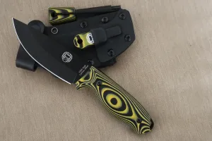 Holtzman's Gorilla Survival Bloodline Full Tang Fixed Blade Survival Knife with Kydex Sheath (Yellow) - Durable 1095 High Carbon Steel