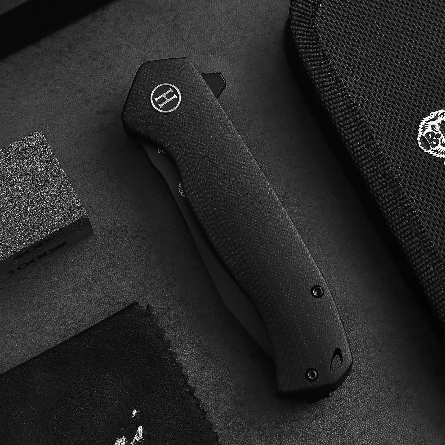 Holtzman's Gorilla Survival Folding Pocket Knife with D2 Steel Blade and Black G10 Handle - EDC Gift Set for Men and Women - Perfect for Everyday Carry