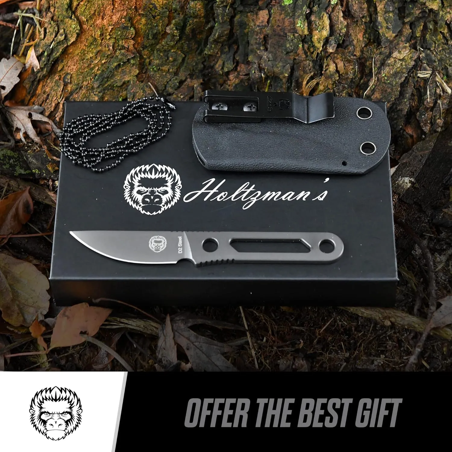 Holtzman's Gorilla Survival Scalpel Fixed Blade Utility Knife with D2 Sheath and Belt Clip (Grey) - Ideal for EDC and Outdoor Activities