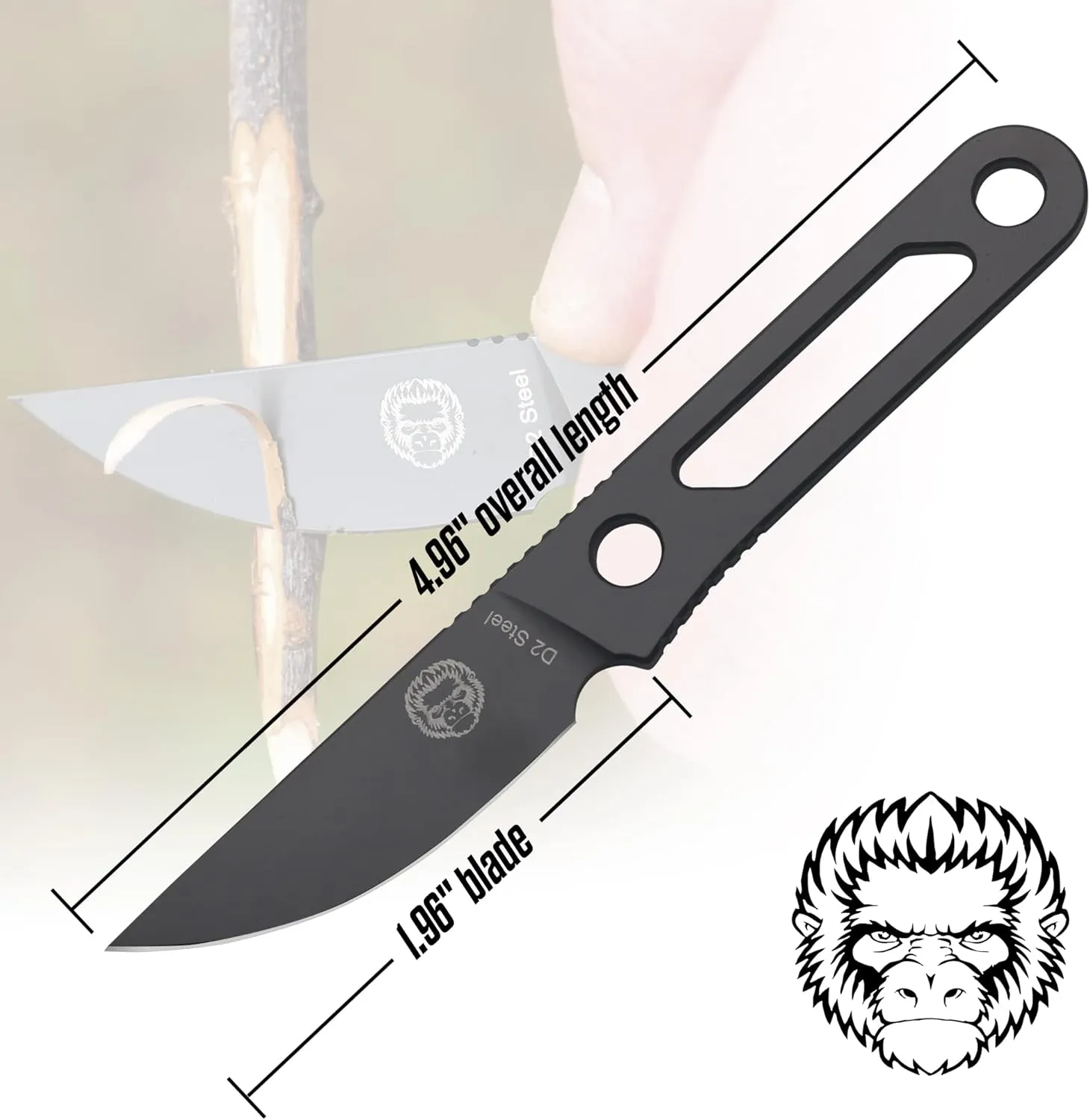 Holtzman's Gorilla Survival Scalpel Fixed Blade Utility Knife with D2 Sheath and Belt Clip (Grey) - Ideal for EDC and Outdoor Activities