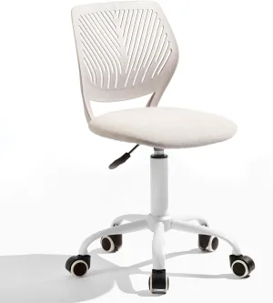 Homy Casa Armless Home Office Desk Chair, Colorful Task Chair with Soft Mesh Padded Cushion, Height Adjustable Swivel Study Computer Chair for for Girls Boys Teens (Beige, 1PC)