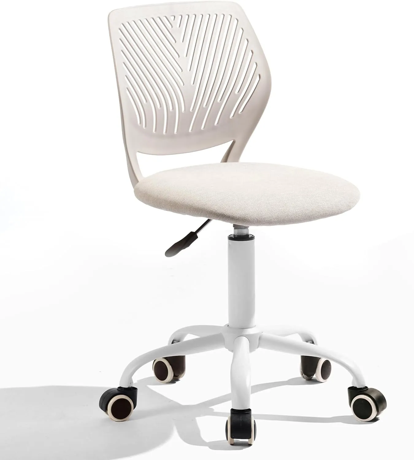 Homy Casa Armless Home Office Desk Chair, Colorful Task Chair with Soft Mesh Padded Cushion, Height Adjustable Swivel Study Computer Chair for for Girls Boys Teens (Beige, 1PC)