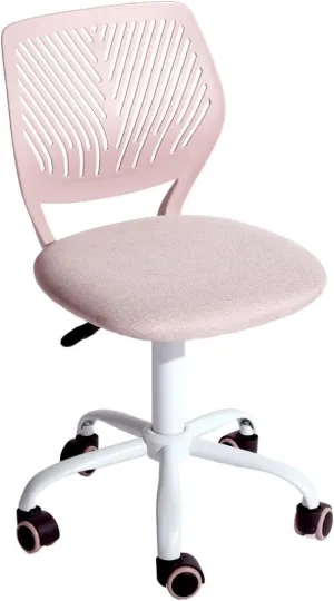 Homy Casa Armless Home Office Desk Chair, Colorful Task Chair with Soft Mesh Padded Cushion, Height Adjustable Swivel Study Computer Chair for for Girls Boys Teens (Pink Ⅰ, 1PC)