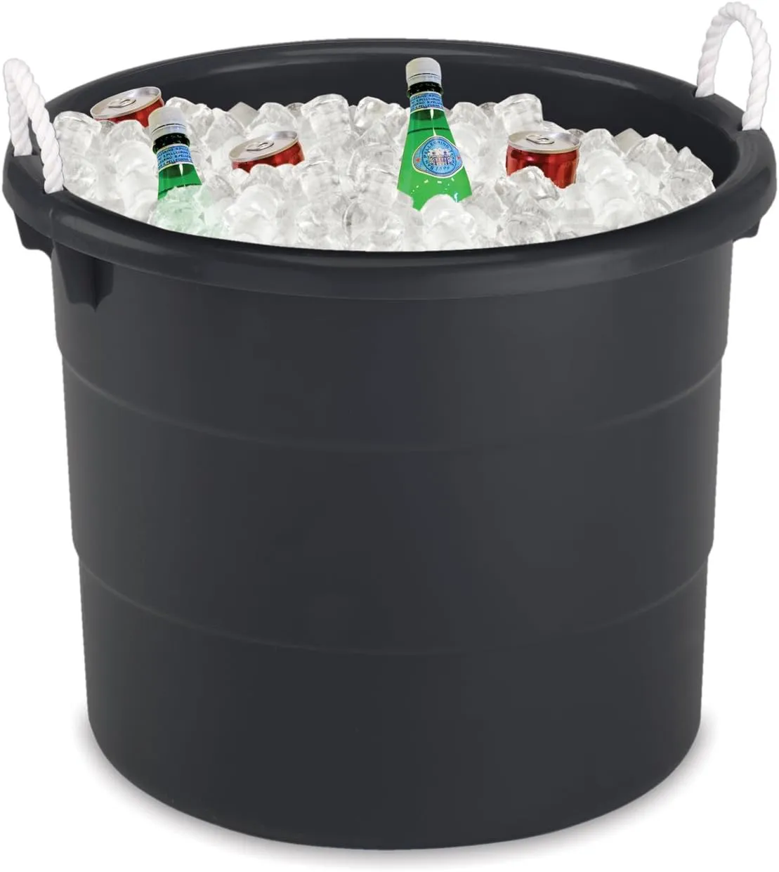 HOMZ 2-Pack Utility Tub, Large Plastic Storage Bucket with Rope Handles, 17 Gallon, Black