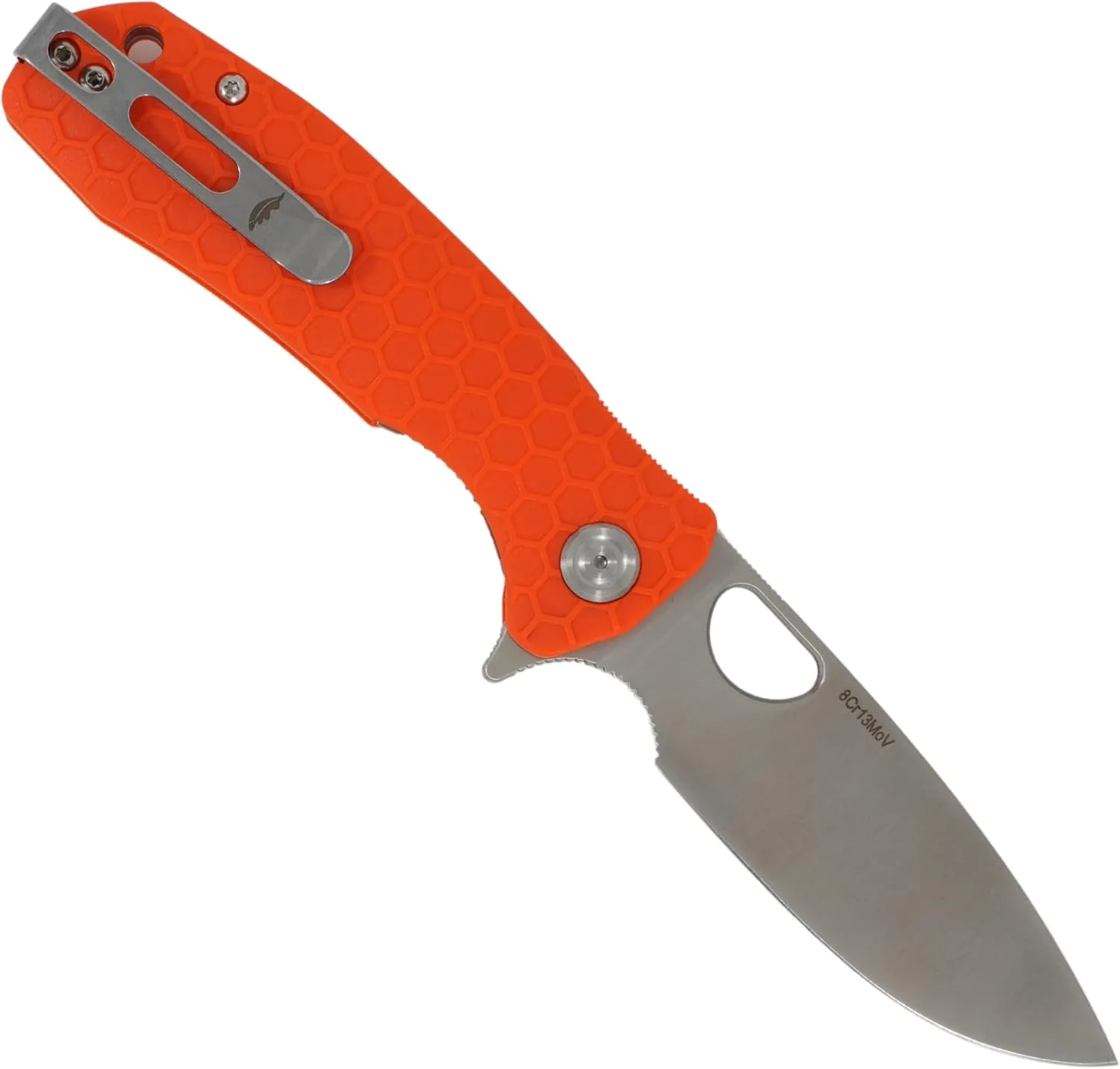 Honey Badger Medium Pocket Knife EDC Drop Point Folding Utility Knife 3.2" Steel Blade Reversible Pocket Clip - (2.9oz) Drop Point Medium Orange HB1019