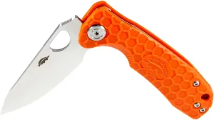 Honey Badger Small Orange Leaf Pocket Knife - 2.8" Blade Fiberglass-Reinforced Nylon Handle Ambidextrous Clip 2.6.oz