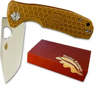 Honey Badger Tanto Pocket Knife for Men and Women - Folding Pocket Knife with Clip, Outdoor Camping Knife, Lightweight Pocket Knife, EDC Knife, and Reliable Folding Knife - Medium Tan