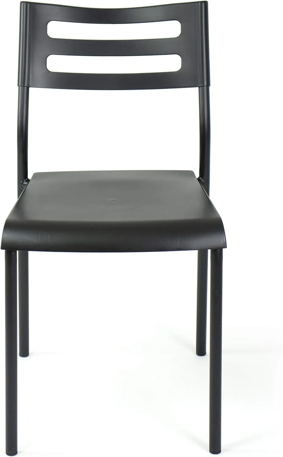 Humble Crew Desk Chair no Wheels, Black, 16"W x 19"D x 30"H, 200 lbs Max - Lightweight Plastic Chair for Small Spaces - Premium Stackable Minimalist Chair for Office, Dorm, Bedroom, Dining, and More