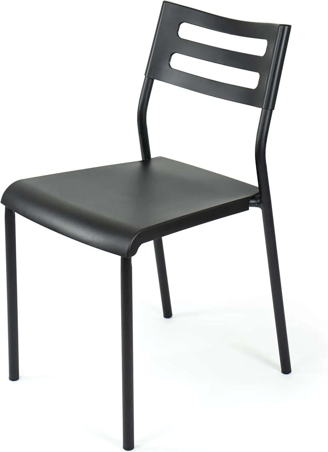 Humble Crew Desk Chair no Wheels, Black, 16"W x 19"D x 30"H, 200 lbs Max - Lightweight Plastic Chair for Small Spaces - Premium Stackable Minimalist Chair for Office, Dorm, Bedroom, Dining, and More