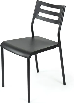 Humble Crew Desk Chair no Wheels, Black, 16"W x 19"D x 30"H, 200 lbs Max - Lightweight Plastic Chair for Small Spaces - Premium Stackable Minimalist Chair for Office, Dorm, Bedroom, Dining, and More