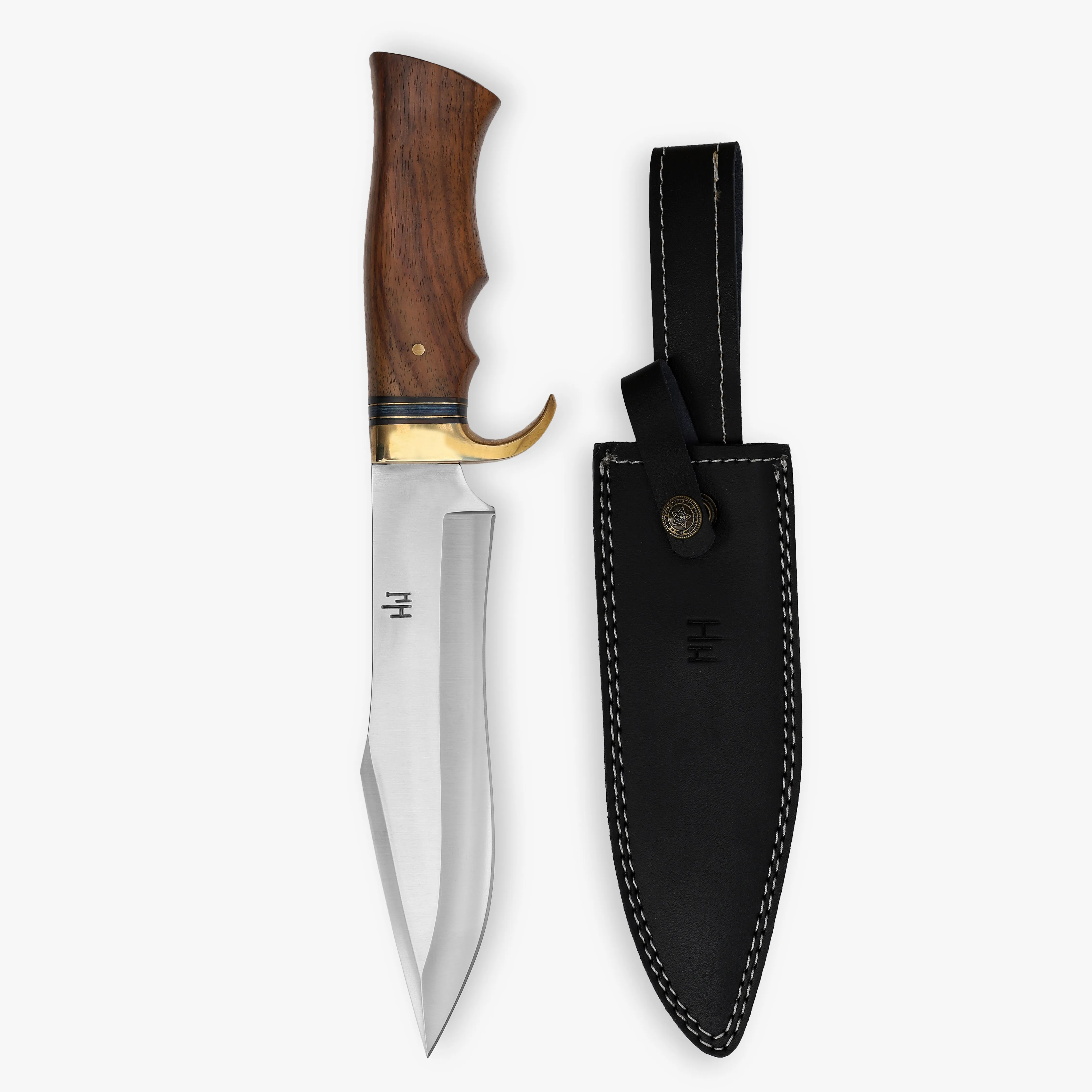 Hunting Knife with Sheath, 34.29 cm 420C Steel Bushcraft Knife, Fixed Blade Knife Bowie Knife with Leather Sheath