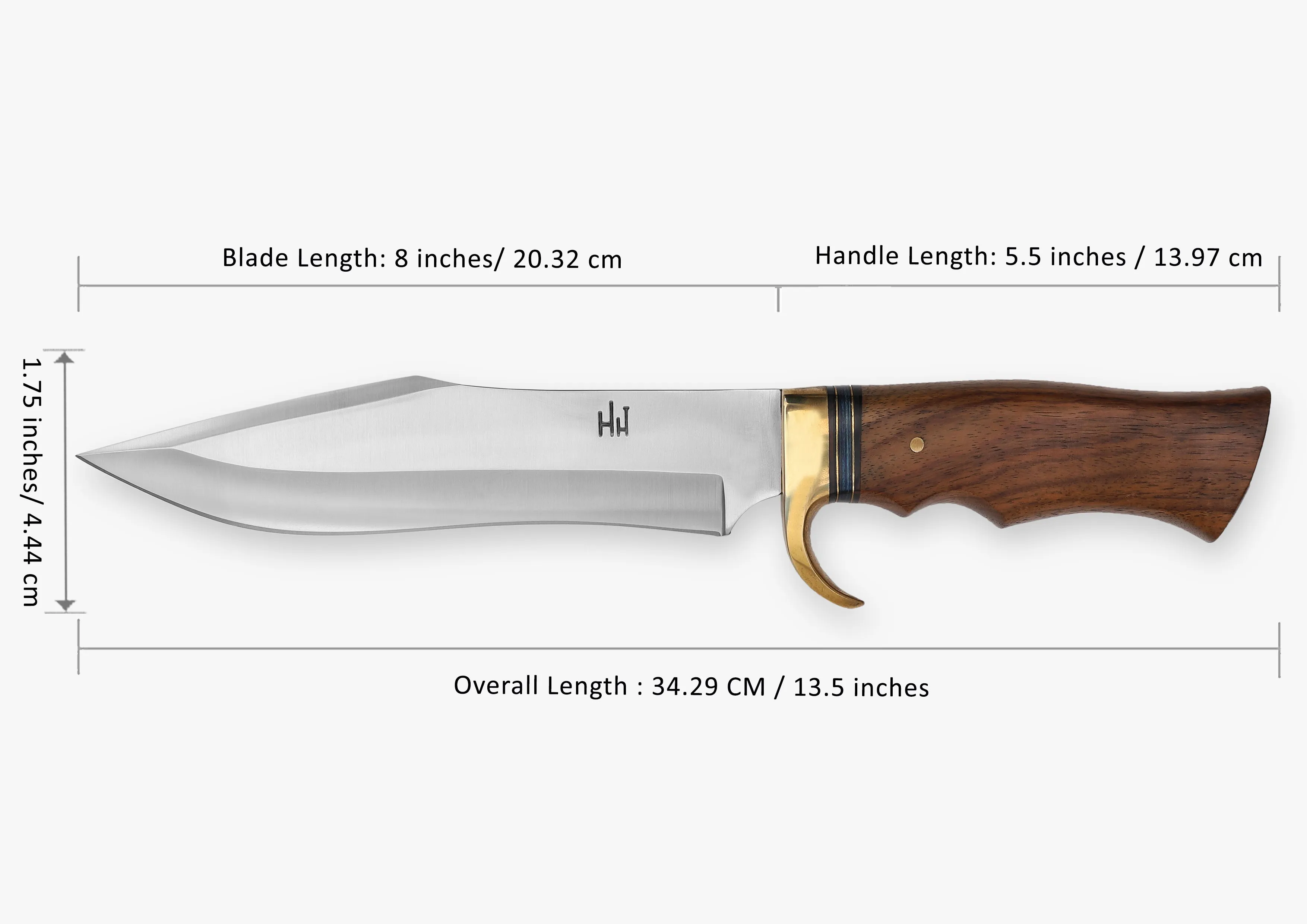 Hunting Knife with Sheath, 34.29 cm 420C Steel Bushcraft Knife, Fixed Blade Knife Bowie Knife with Leather Sheath