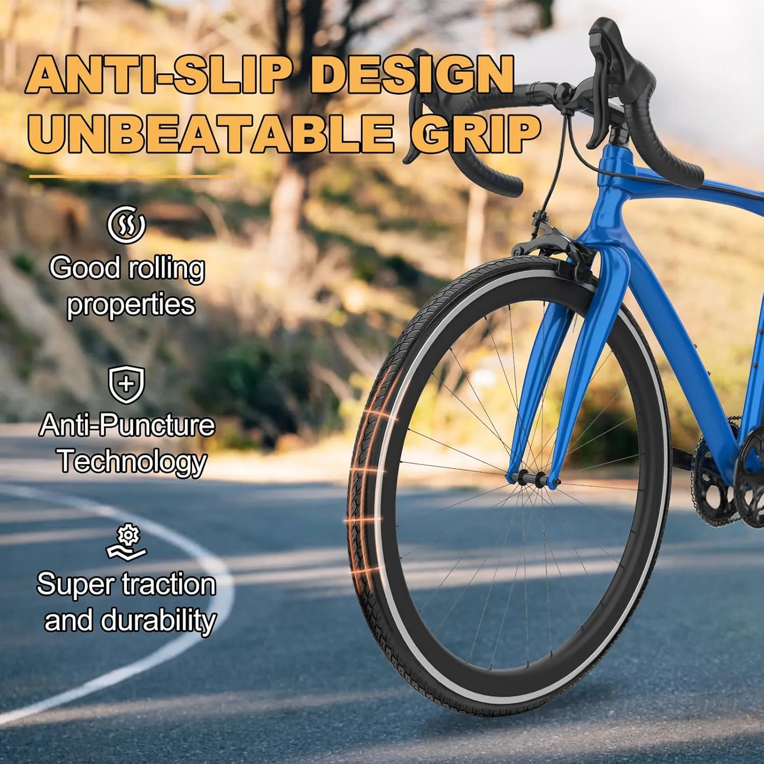 Hycline Road Bike Replacement Tire: 700x25C/700x28C/700Cx35C Folding Puncture-Resistant Bicycle Tires for City Commuter Road