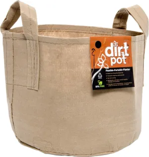 Hydrofarm Dirt Pot with Handle, 30 Gallon, Tan Flexible Portable Fabric Planter,