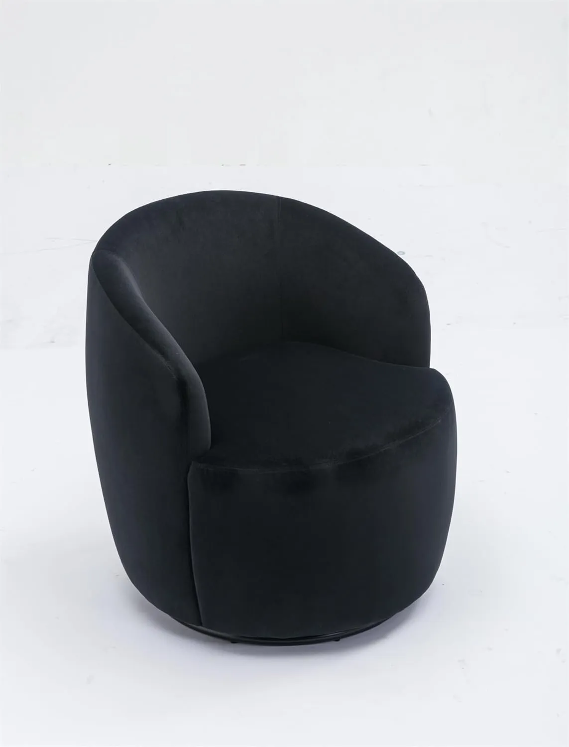 i-POOK Swivel Accent Chair, Modern Velvet Upholstered Armchair Lounge Chair with Metal Base and Padded Cushion Comfy Single Sofa Chair with 360 Degree Swiveling Accent Chairs for Living Room, Black