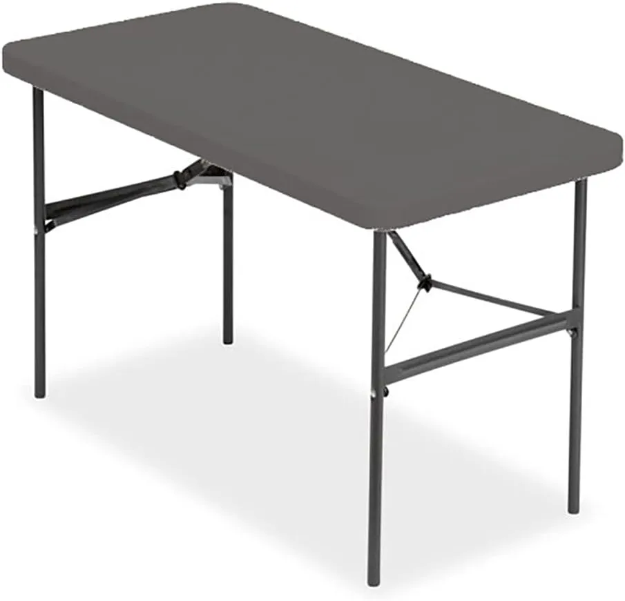 Iceberg IndestrucTable Commercial Folding Table, Rectangular, 48" x 24" x 29", Charcoal Top, Charcoal Base/Legs