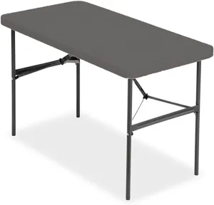 Iceberg IndestrucTable Commercial Folding Table, Rectangular, 48" x 24" x 29", Charcoal Top, Charcoal Base/Legs