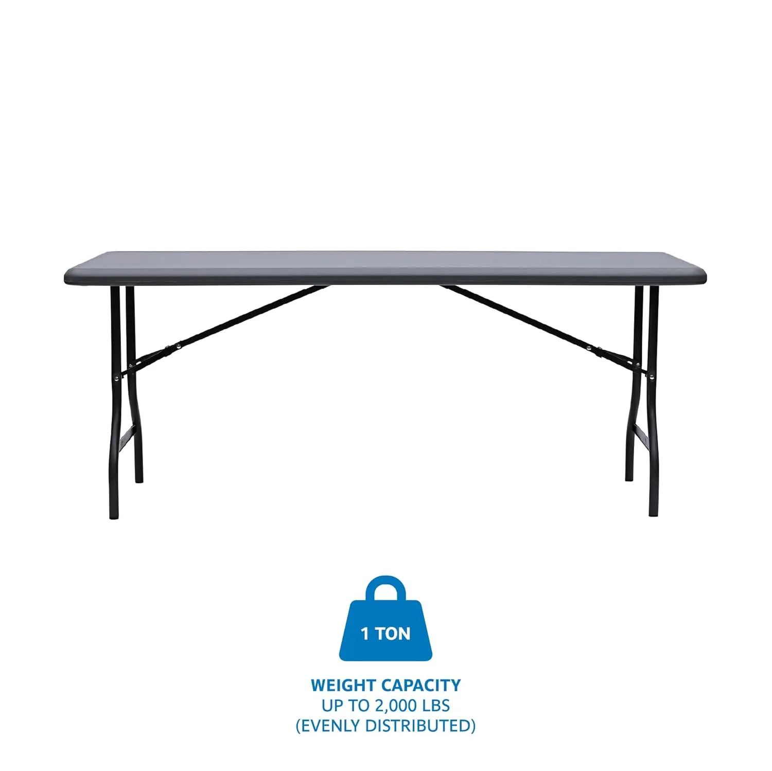 Iceberg IndestrucTable Industrial Folding Table, Indoor or Outdoor, Charcoal, 2000 Lbs. Weight Capacity, 30” x 72”