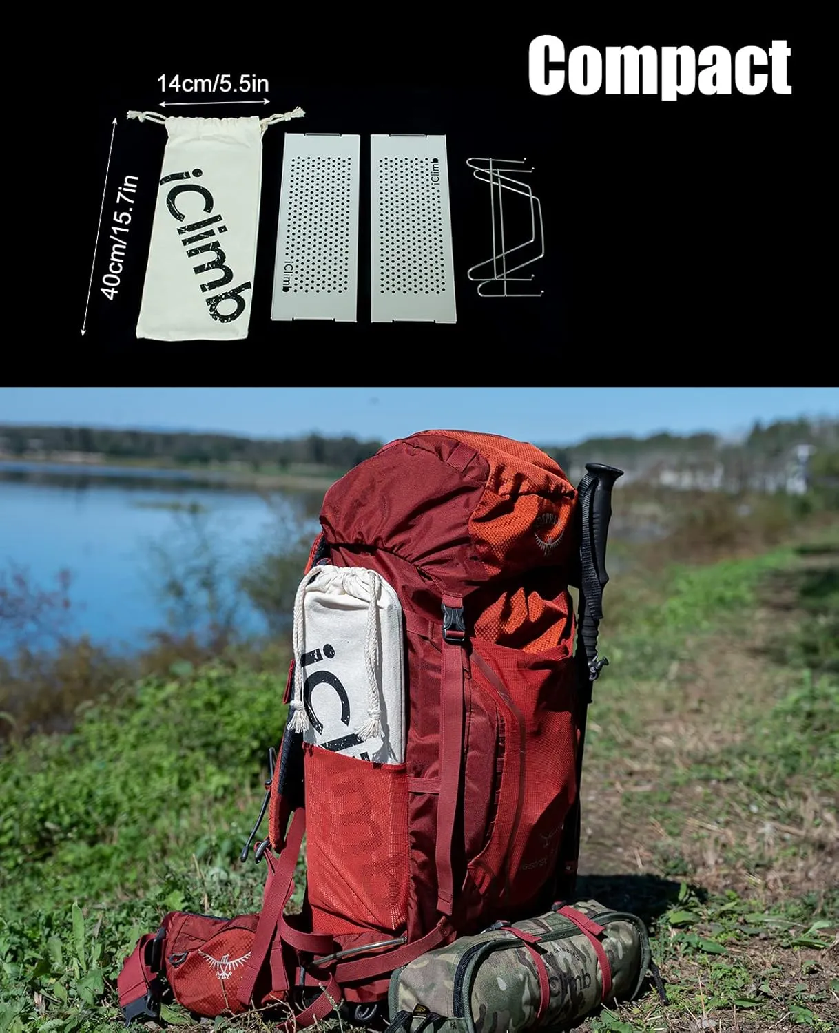 iClimb Mini Solo Folding Table Ultralight Compact for Backpacking Camping Hiking Beach Picnic (Silver - S)