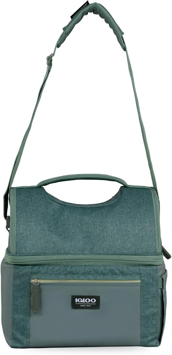 Igloo Soft Cooler Gripper Lunch Bag, Portable Dual Compartment Lunch Cooler, Insulated Lunch Box, Soft Sided Cooler Bag