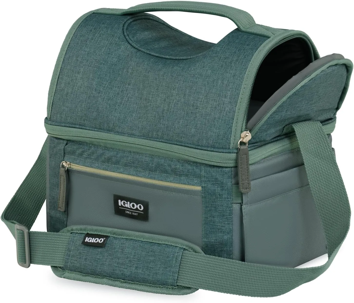Igloo Soft Cooler Gripper Lunch Bag, Portable Dual Compartment Lunch Cooler, Insulated Lunch Box, Soft Sided Cooler Bag