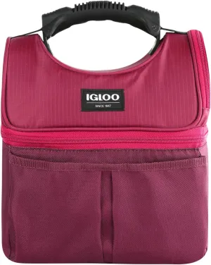 Igloo Soft Cooler Gripper Lunch Bag, Portable Dual Compartment Lunch Cooler, Insulated Lunch Box, Soft Sided Cooler Bag